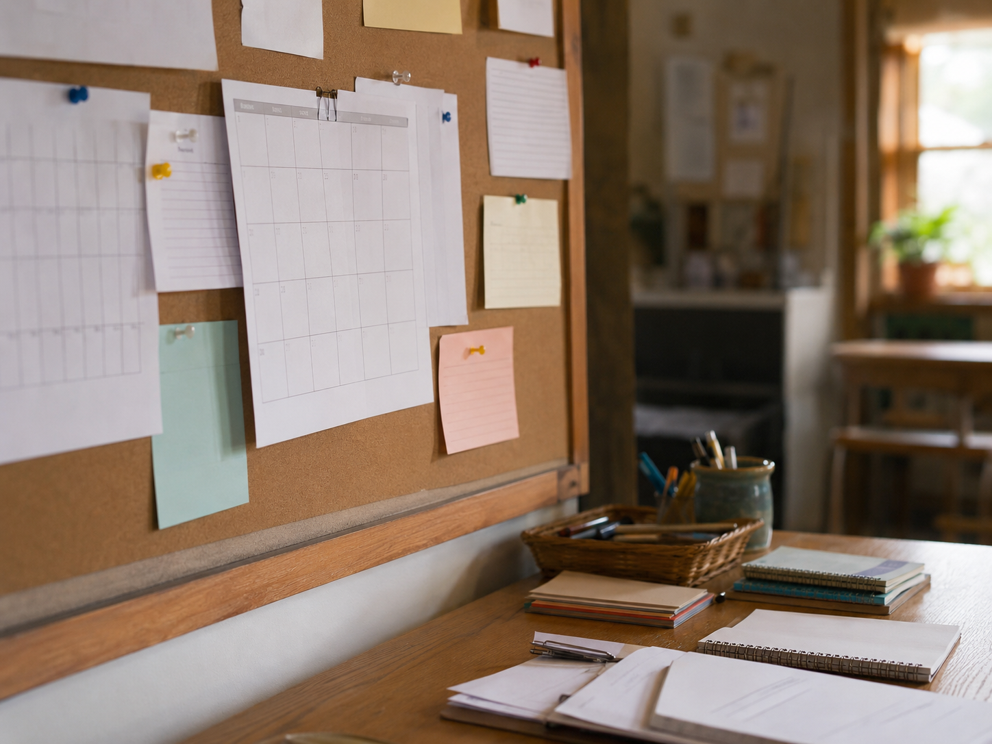 A community bulletin board and planning table